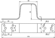 Dehn Bridging Bracket L 170mm Al Without Central Bore - 377016 [2 pieces]