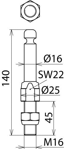 Dehn Fixed Earthing Point M16 With Ring Groove - 790261