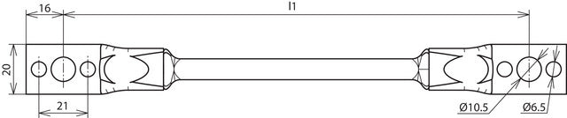 Dehn Bridging Cable CU 16mm L500 With 2 Lugs Bore 10.5 And 2x6 - 377510