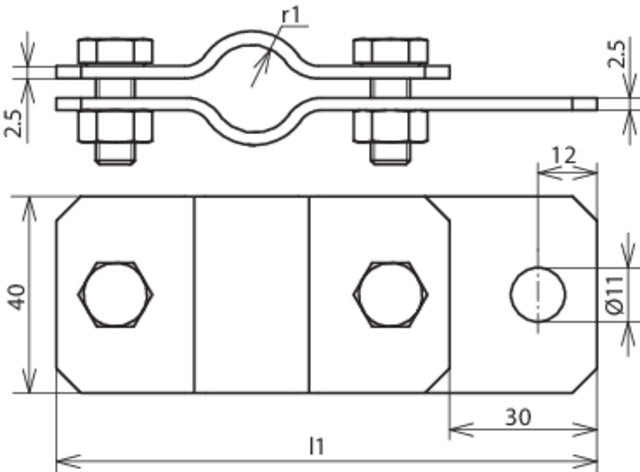 Dehn Earthing Pipe Clamp D 60mm With Bore D 11mm StSt - 410379