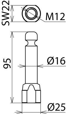 Fixed Earthing Point With Ring Groove D 16mm And Female Thread M12 - 790250