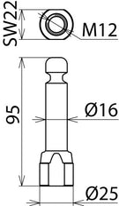 Fixed Earthing Point With Ring Groove D 16mm And Female Thread M12 - 790250