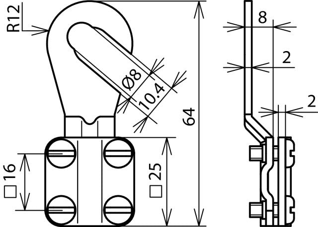 DEHN EKSO 8.10 AQ6 16 CUGALZN Earthing Cable Lug 6-16mm M8/M10 - 444010