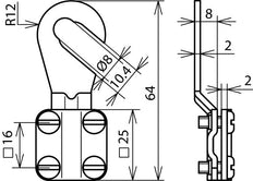 DEHN EKSO 8.10 AQ6 16 CUGALZN Earthing Cable Lug 6-16mm M8/M10 - 444010