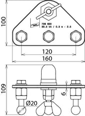 Dehn Earth Connecting Plate With 3 Fixed Ball Points - 728620