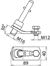 Dehn Phase Connecting Element With T Pin Shaft M16x18mm For Cable Lug - 771316