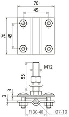 Dehn Clamp For Fixed Earthing Terminal M12 StSt V4A - 478149