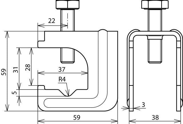 Dehn Connecting Clamp For D 6-20mm And Rd 6-10mm - 308032 [2 pieces]