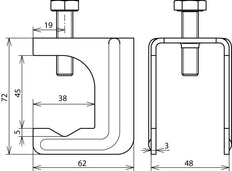 Dehn Clamp Connectors For Bare Cables D 20-32mm Rd 6-10mm Fl 40x4-5mm - 308037 [2 pieces]