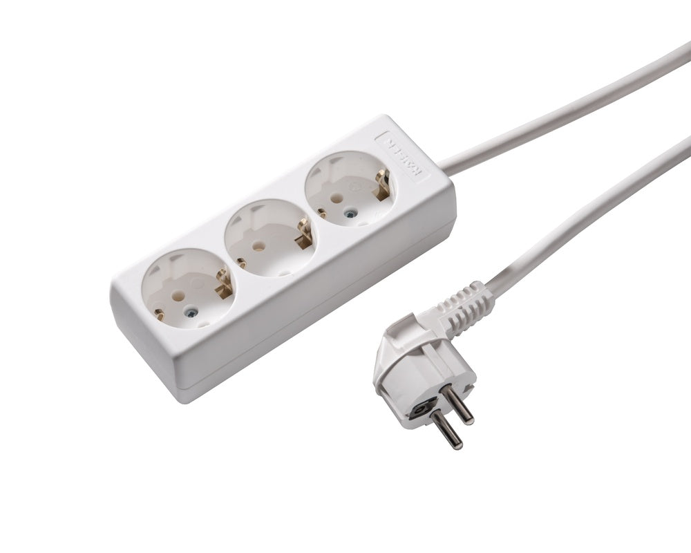 Martin Kaiser 3-Way Socket With Earthing Contact Cable 5m White - 1030ZL5-15W/kws [10 Pieces]