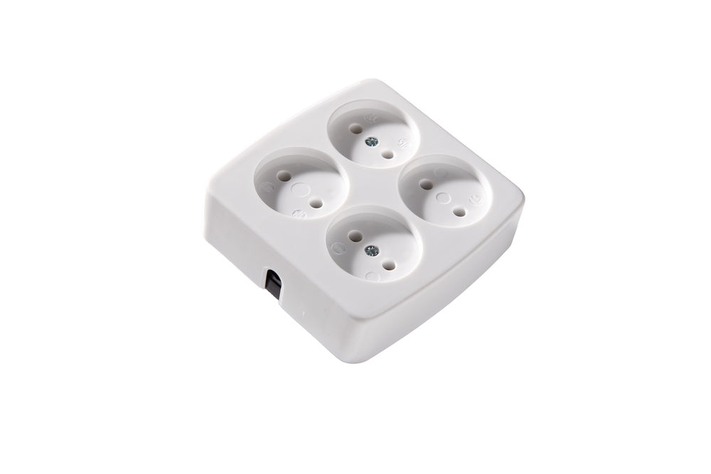 Four Way Socket Roma Martin Kaiser 4-Way Socket Without Earthing 16A Arcitc White (European ...