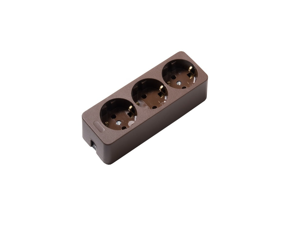 Martin Kaiser 3-Way Brown Socket With Earthing Contact - 538/br [25 Pieces]