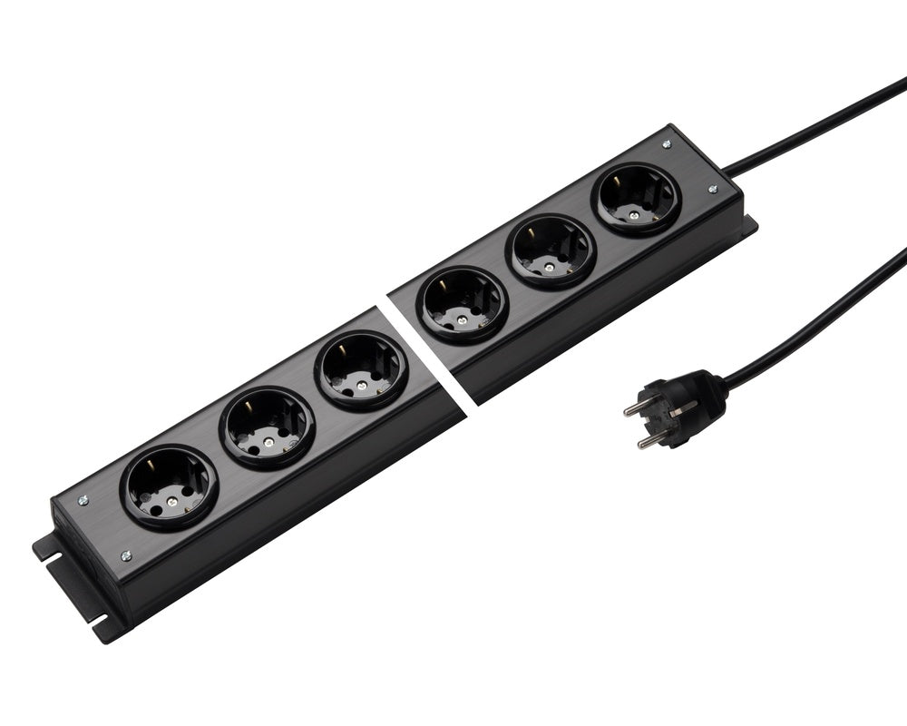 Martin Kaiser Power Outlet Strip 6-Way 90 degrees 1.5M Cable Black - 1002ZL6SW15