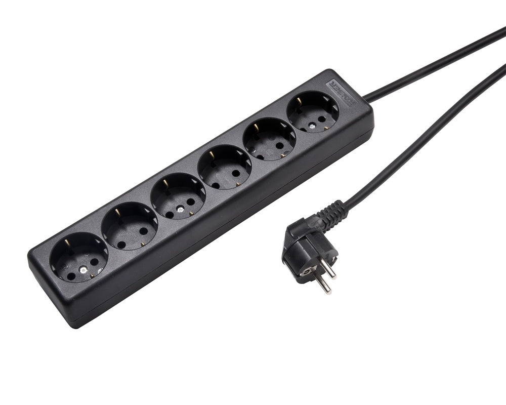 6 Outlet Power Strip With 90 Degree Sockets 1.5M Cable - 1060ZL/15W/SW