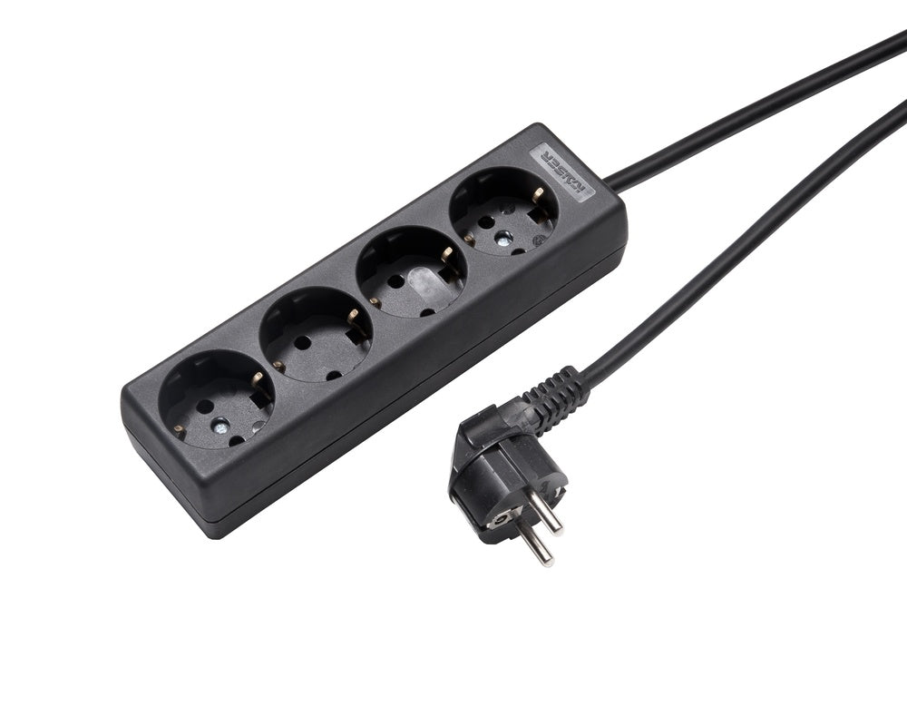 Martin Kaiser 4-Way Socket With Earth Contact And 3m Cable Black - 1040ZL3-15W/sw [10 Pieces]