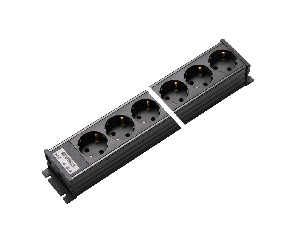 Martin Kaiser Power Outlet Strip 6 Way Earthing Contact Black - 1102/6sw [10 Pieces]