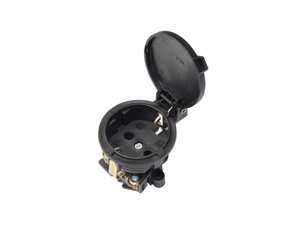 Martin Kaiser 1-Way Flush-Fitting Socket With Hinged Cover IP44 Black - 395/sw [30 Pieces]