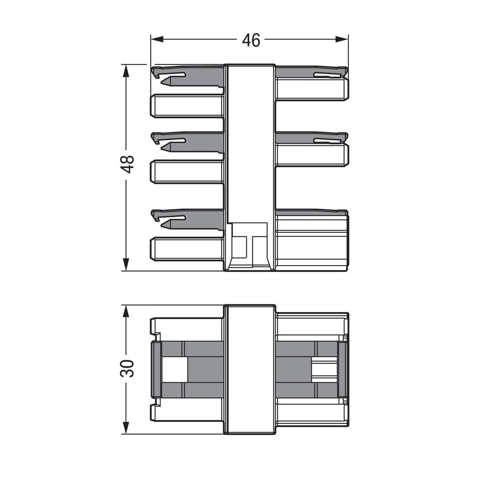 Wago 5-Way Distribution Connector 3-Pole Black - 770-608