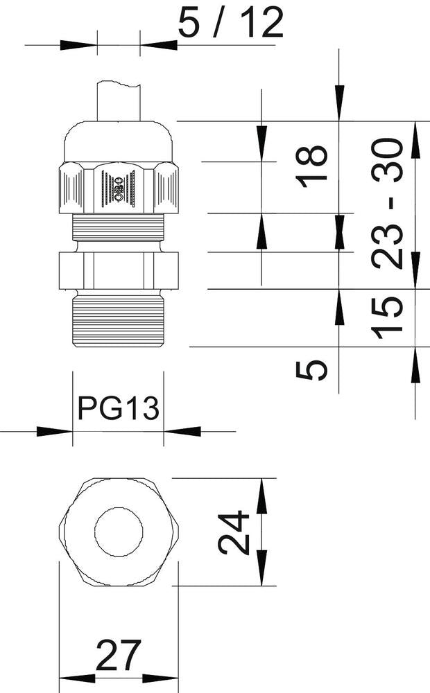 IP68 Cable Gland PG13.5 Long Thread Silver Gray - 2024209 [5 Pieces]