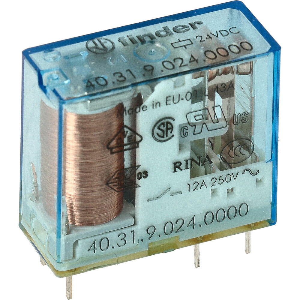 Finder PCB Relay 24V DC 10A Single Changeover Contact - 40.31.9.024.0000 [2 Pieces]