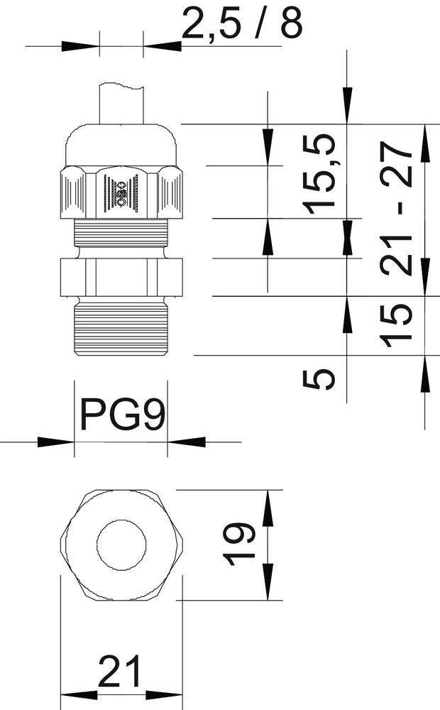 Pg9 Connection PG9 Industrial Cable Gland With Extended Thread IP68 - 2024187 [10 Pie ...