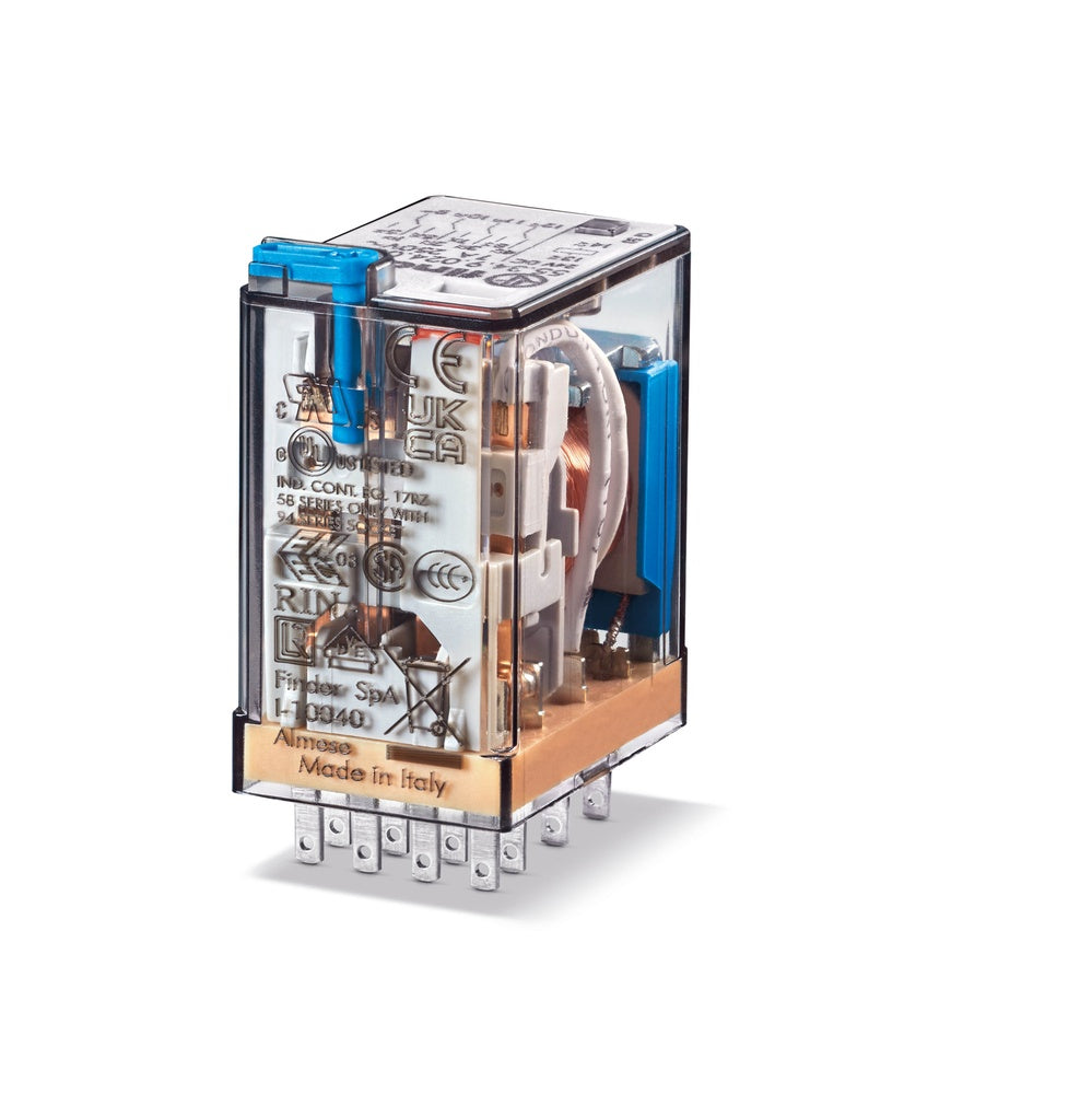 Finder 55.34 Industrial Relay 4CO 7A 12VDC With Test Button - 55.34.9.012.0040