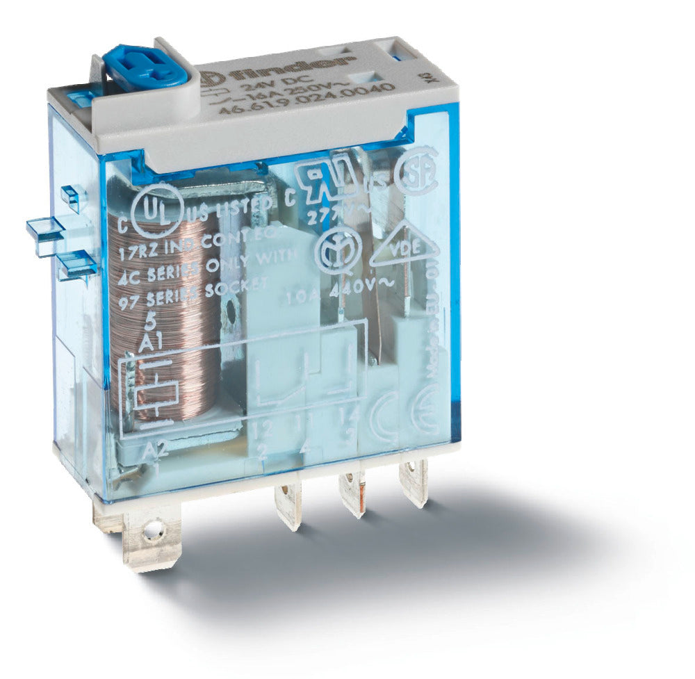 Finder Industrial Relay 16A 12VDC Single Pole LED Test - 46.61.9.012.0074