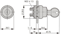 Eaton M22 3-Position Key Switch With MS2 Lock - 111773