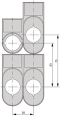 RMQ Titan Double Pushbutton Legend Holder 30x75mm - 216394 [10 Pieces]