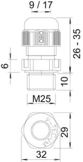 OBO V-TEC M25 IP68 Strain Relief Cable Gland - 2022849 [5 Pieces]