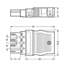 WAGO 770-114 4-Pole Strain Relief Connector Black - 770-114
