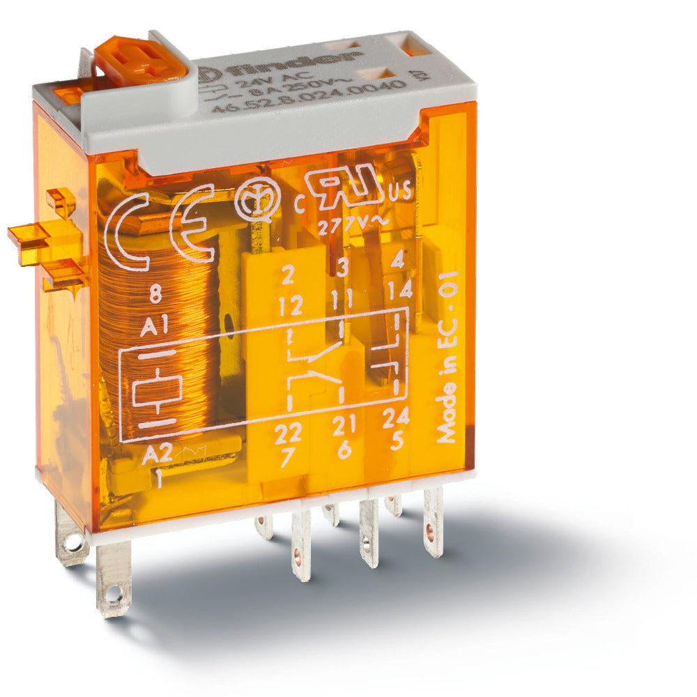 Finder 46.52 Industrial Relay 2CO 8A 24VAC With LED - 46.52.8.024.0054