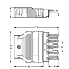 Wago 770-305 5-Pole Socket With Strain Relief - 770-305