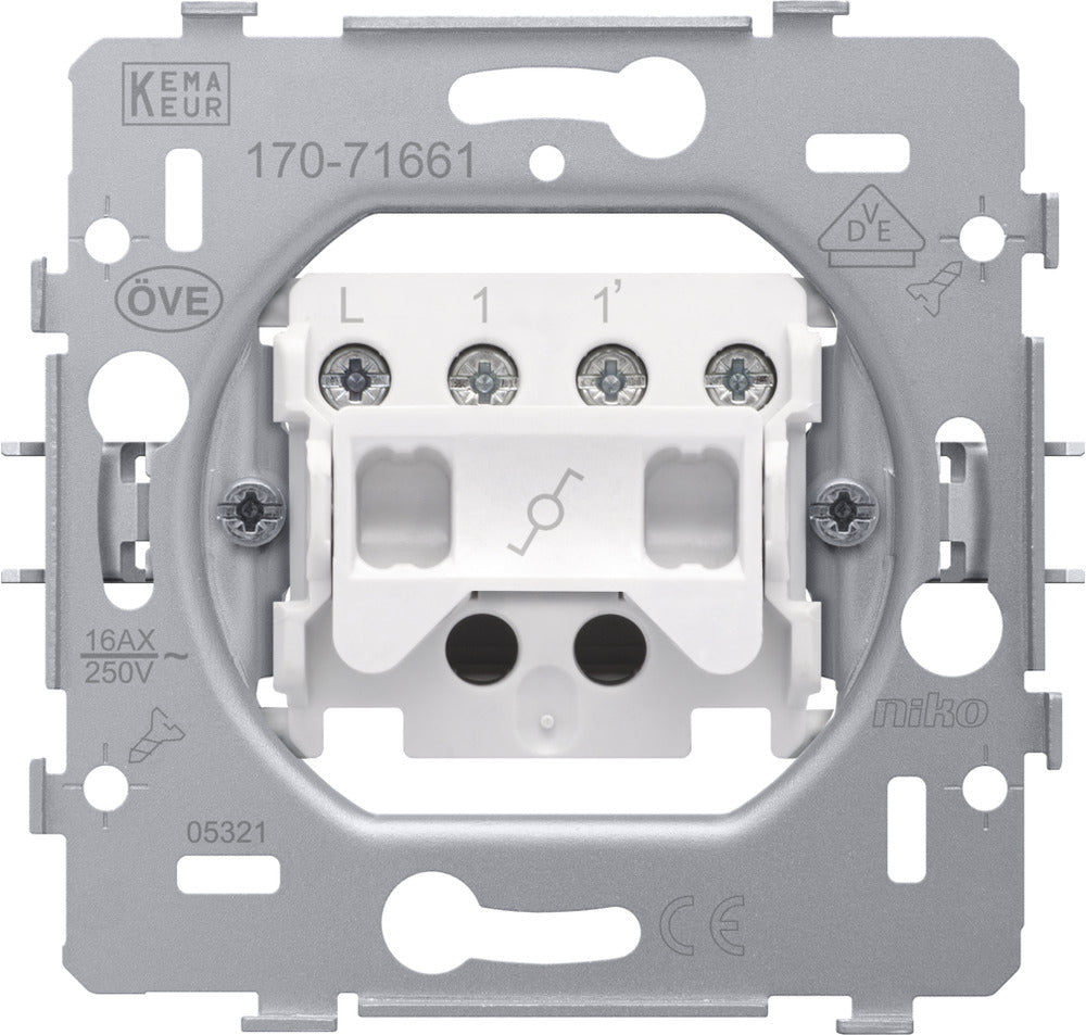 Niko Two Way Switch Base 16A 250V With Screw Terminals - 170-71661