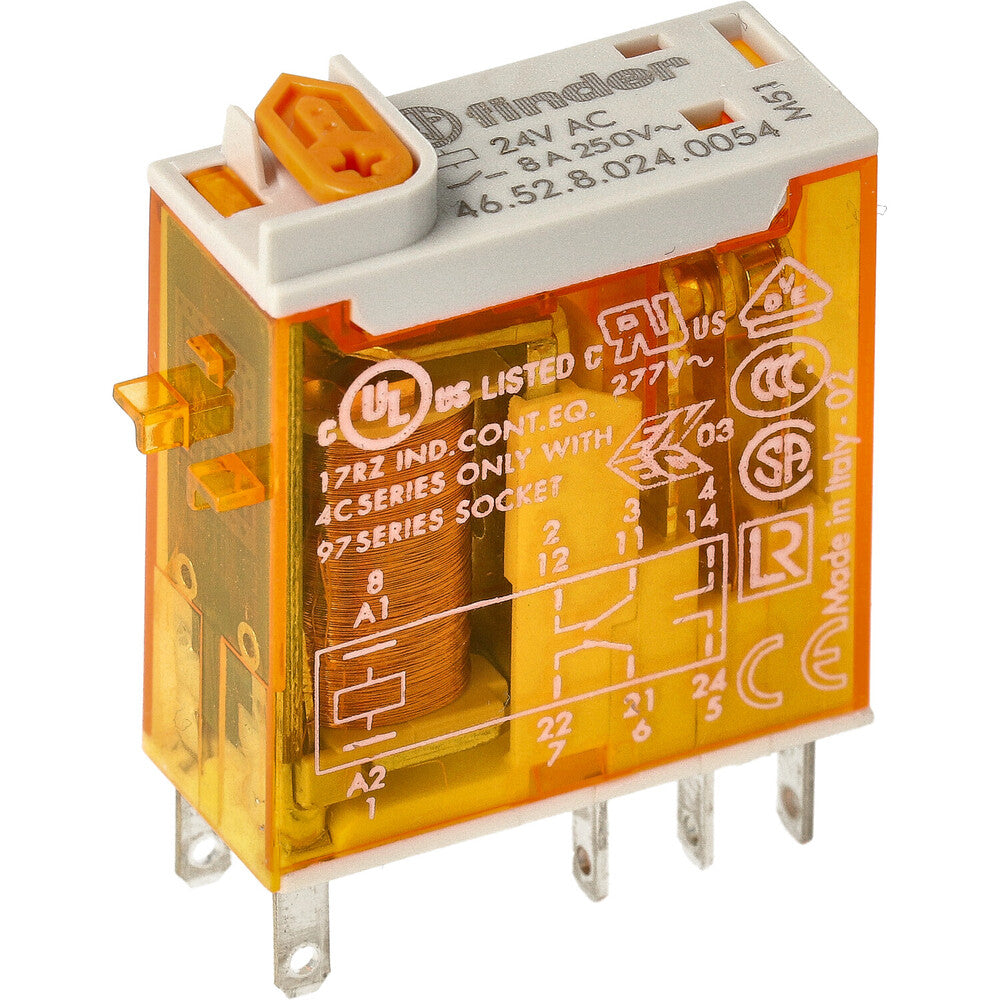 Finder 46.52 Industrial Relay 2CO 8A 24VAC With LED - 46.52.8.024.0054