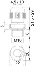 M16 IP68 V-TEC Cable Gland With Strain Relief - 2022845 [10 Pieces]