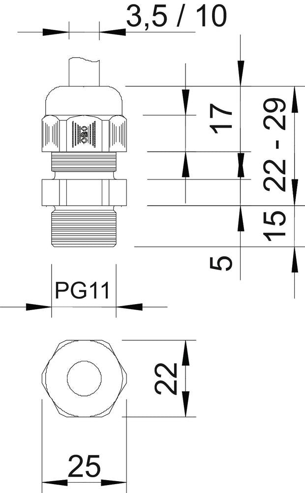 IP68 PG11 Cable Gland With Strain Relief - 2024195 [5 Pieces]
