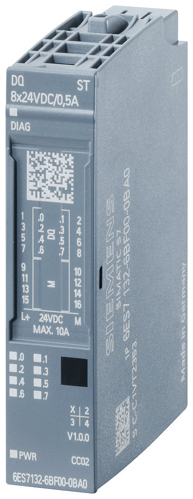 Siemens ET 200SP Digital Output Module 8x24VDC 0.5A HF - 6ES71326BF000CA0