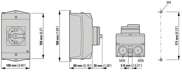 Eaton P1 25A Three Pole Main Switch With Stop Function - 207295