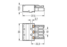 WAGO 770-203 WINSTA MIDI 3-Pole Female Connector Black - 770-203 [2 Pieces]