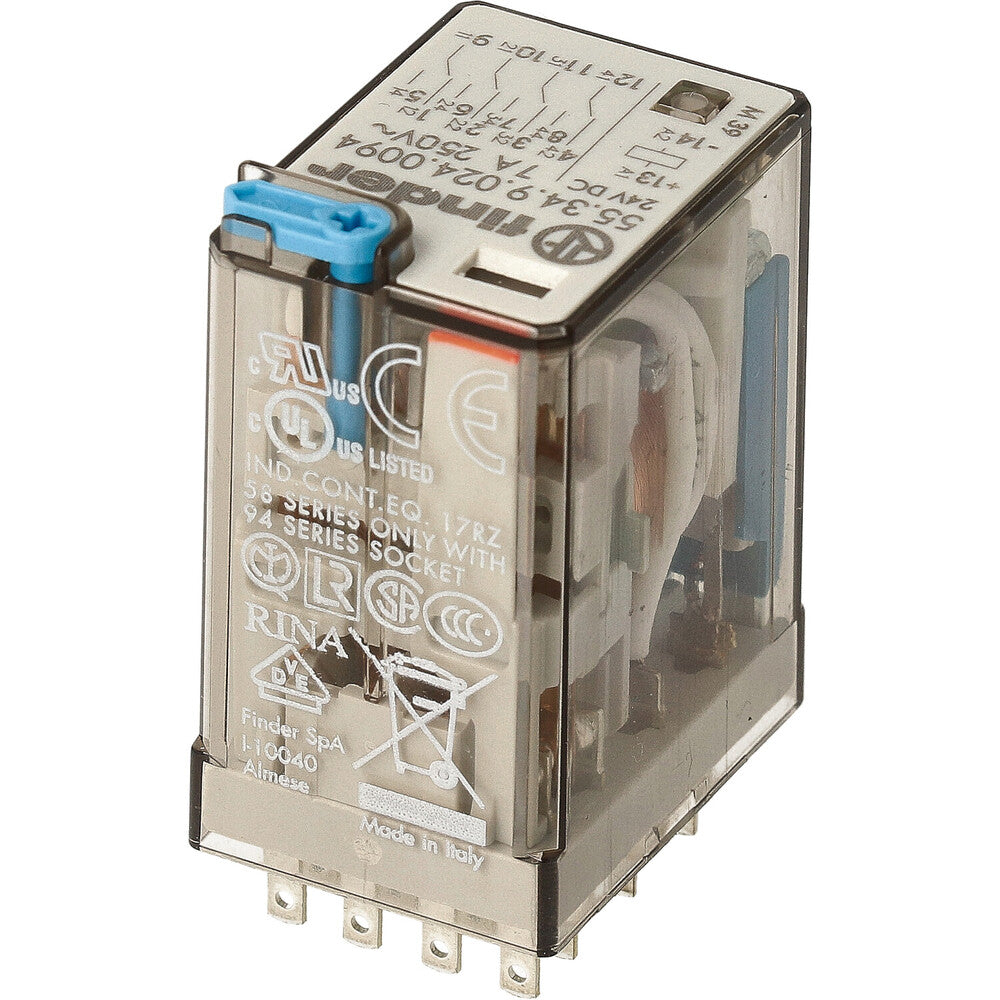 Finder 4CO Industrial Relay 7A 24VDC With Test LED - 55.34.9.024.0094