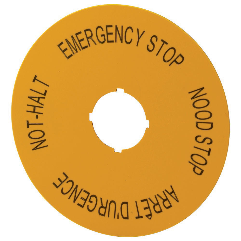 Eaton M22-XAK13 Emergency Stop Label 90mm Yellow - 121087