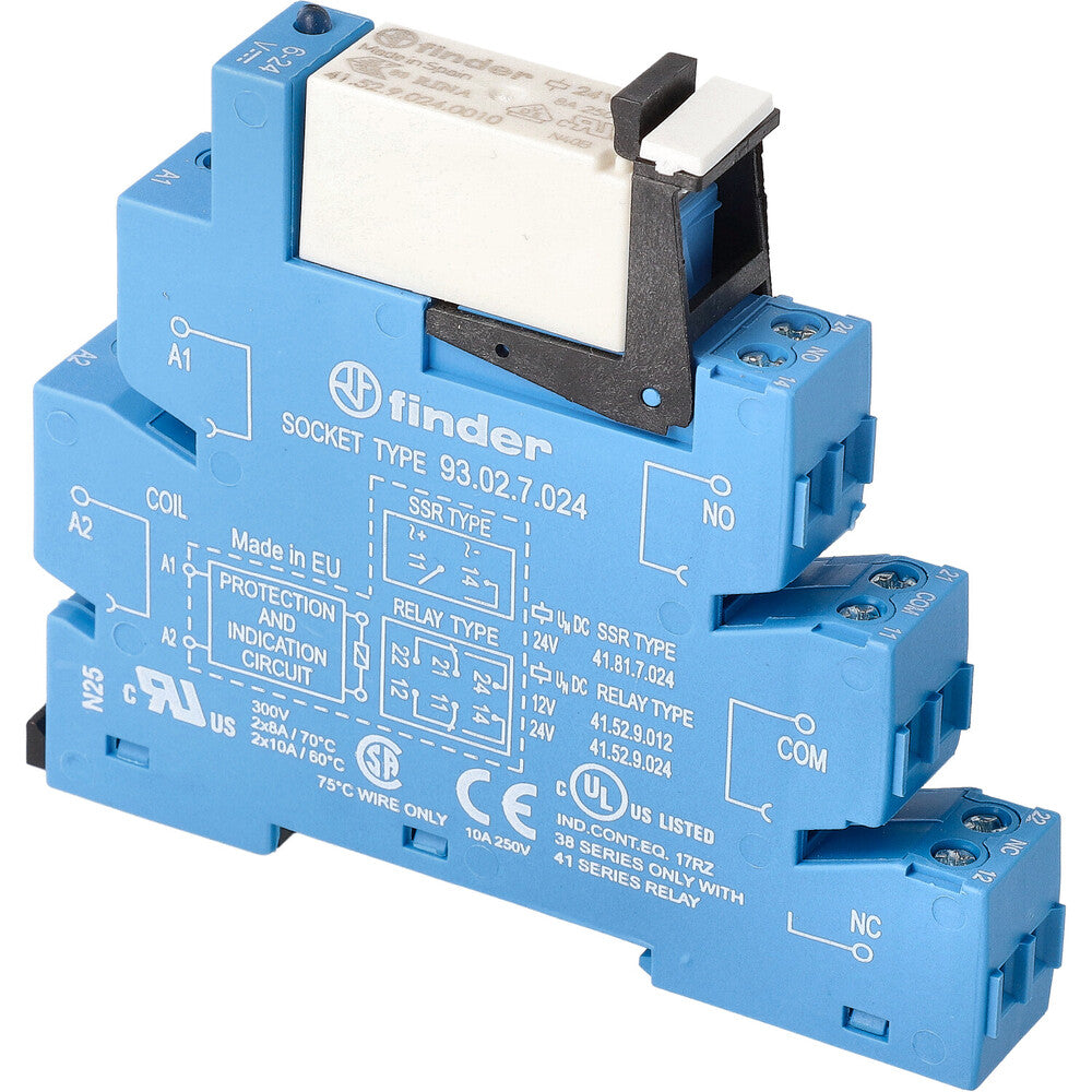 Finder 38.52 Interface Relay 24VDC 8A Dual CO Contact - 38.52.7.024.0050