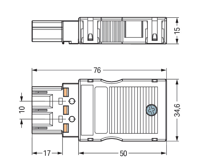 Wago 770-113 3-Pole Male Connector With Strain Relief - 770-113 [2 Pieces]