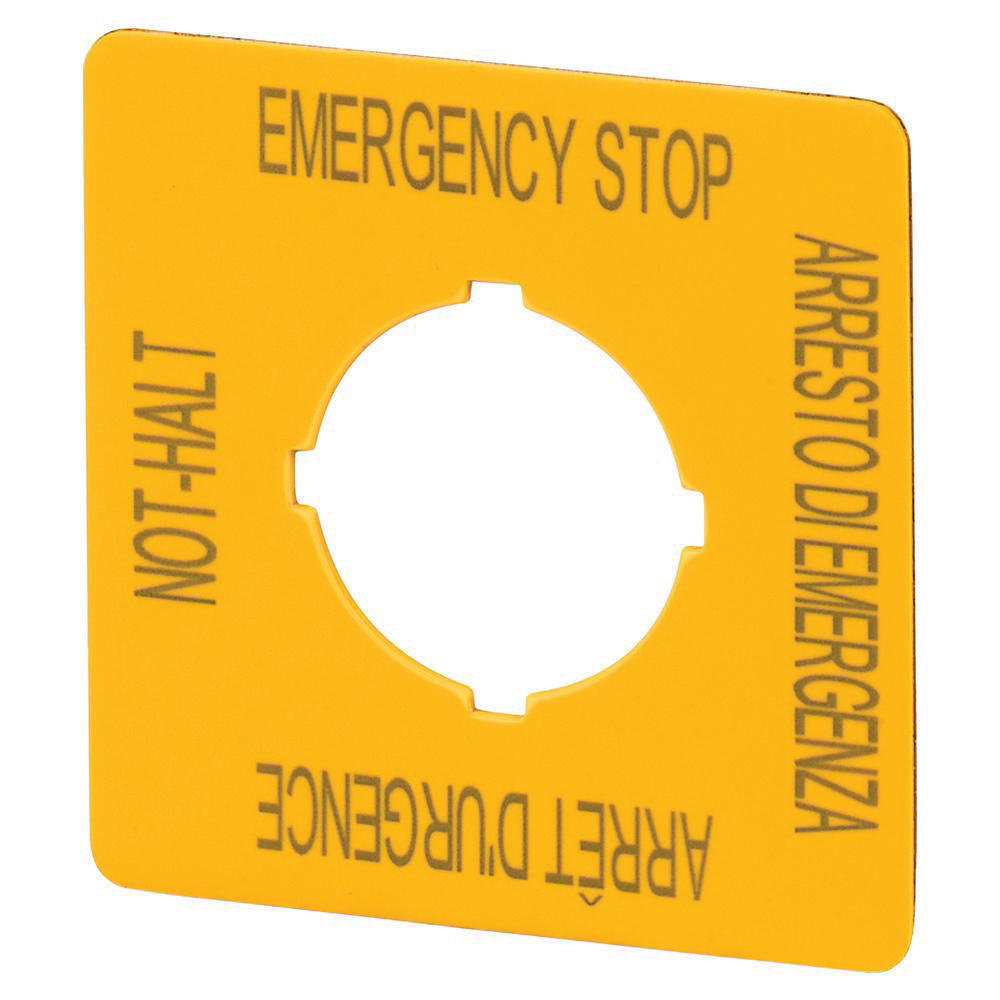 Eaton M22 Emergency Stop Label Yellow Square 50x50mm - 121373 | Tameson ...
