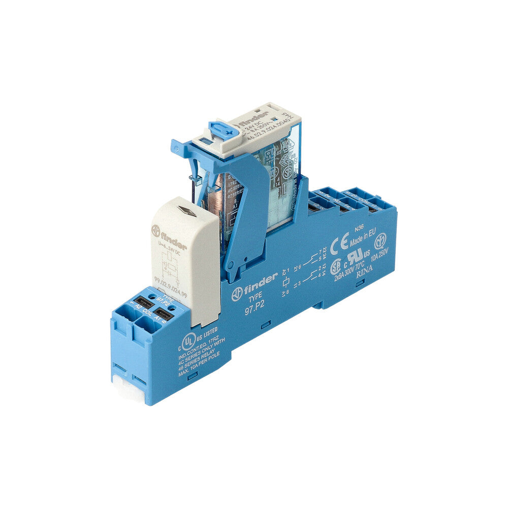 Finder 24V DC Dual Interface Relay With LED Indicator - 4C.P2.9.024.0050