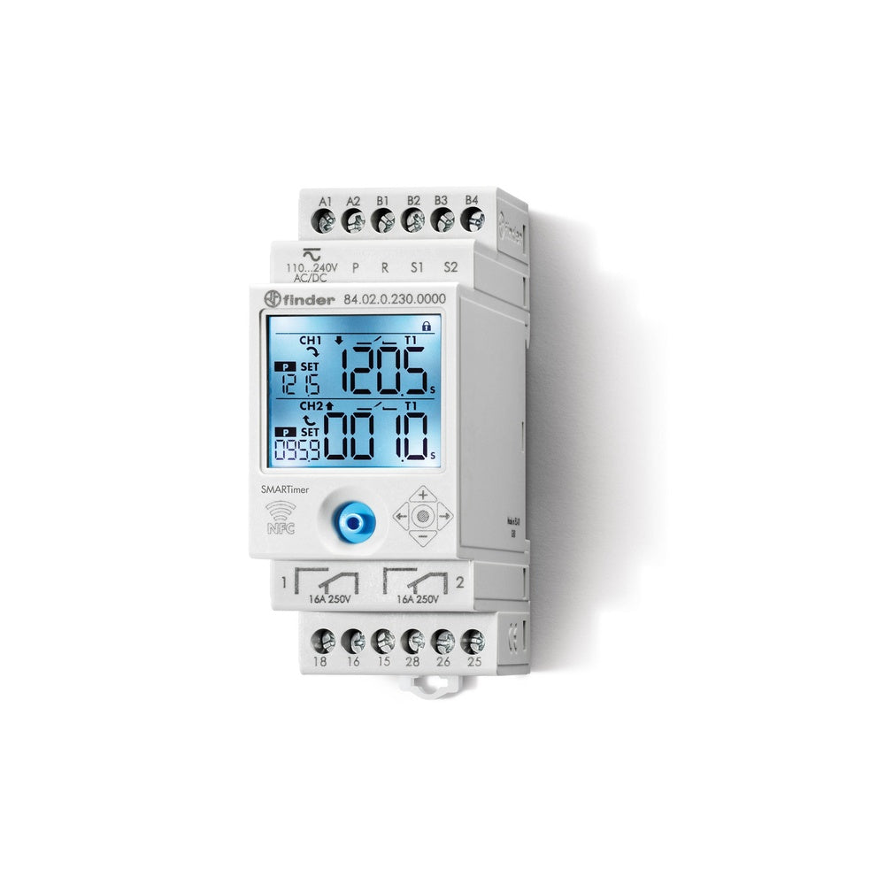 Finder Smart Timer Relay 16A Dual Channel 110-240V AC/DC - 84.02.0.230.0000
