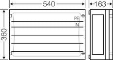 Hensel FP 3402 Distribution Rail Cabinet 250A 5-Pole - FP 3402