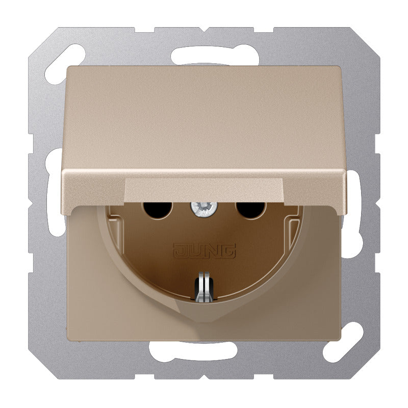 Jung A500 IP44 Schuko Socket With Hinged Cover - A1520NBFKLCH