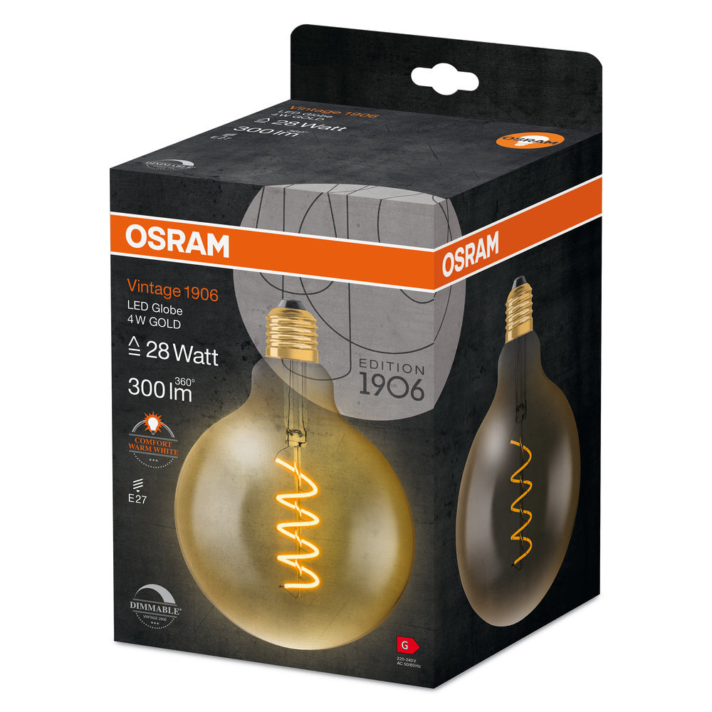OSRAM Vintage 1906 LED Globe E27 4W Dimmable Gold - 4058075270008